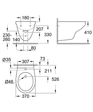 Obrázek GROHE Bau Ceramic Závěsný bidet 39433000 bílá

