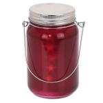 Ảnh của Dekorativní skleněná nádoba s LED světlem, závěsná, kovové víko, velikost: 13 x 8 cm, červená