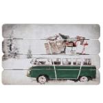 Obrázek Obraz na dřevě, motiv autobus ve sněhu, 43 x 27 cm, zelený
