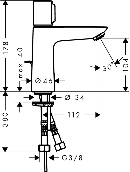 Obrázek HANSGROHE Talis Select E Umyvadlová baterie 110 s odtokovou soupravou s táhlem 71750000 chrom

