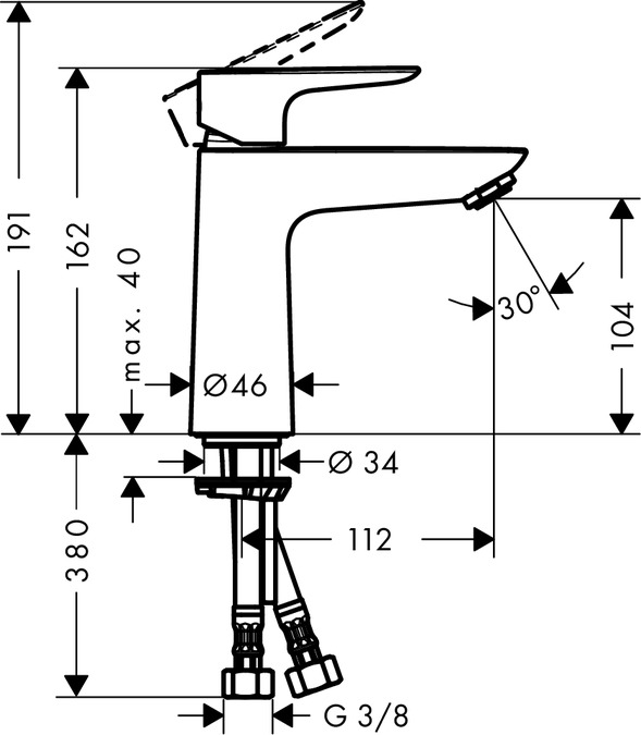 Obrázek HANSGROHE Talis E Páková umyvadlová baterie 110 s odtokovou soupravou Push-Open 71711000 chrom
