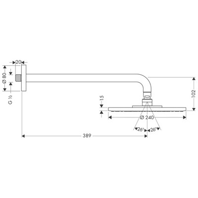 Obrázek HANSGROHE Raindance S horní sprcha 240 1jet se sprchovým ramenem 27474000 chrom
