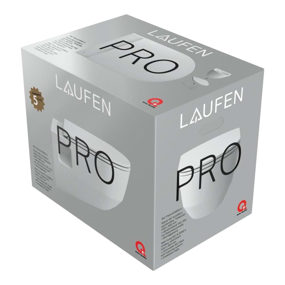 Зображення з  LAUFEN PRO Závěsné WC Pack, rimless, hluboké splachování, s viditelným uchycením, včetně sedátka s poklopem slim se zpomalovacím sklápěcím systémem 530 x 360 x 345 mm #H8669540000001 - 000 - Bílá