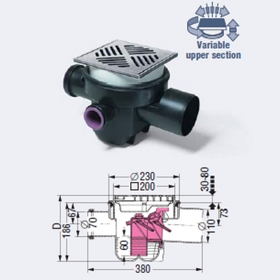 Ảnh của KESSEL odtok suterénu Univerzální DN100, m. Rošt 200x200 černý 27611