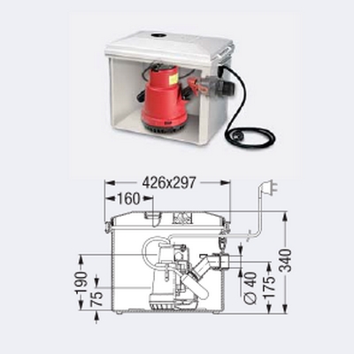 Ảnh của KESSEL přečerpávací jednotka odpadních vod , plastový mini-výtah pro nadzemní instalaci 28560