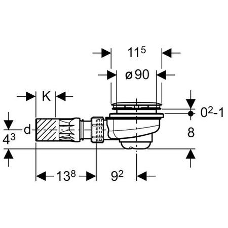 Obrázek GEBERIT Uniflex sprchová odpadní souprava 90, odpadní trubka s kulovým kloubem d 40/50, souprava pro kompletaci 150.671.21.1