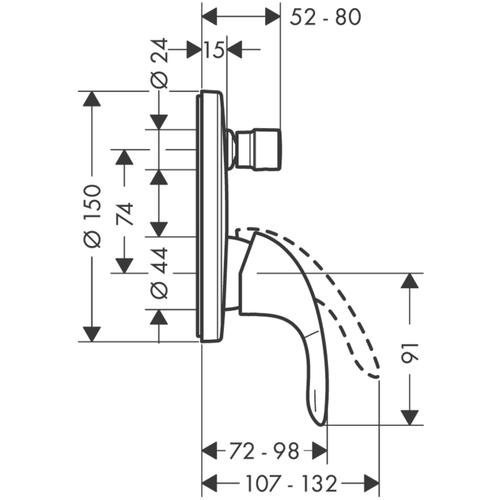 Obrázek HANSGROHE Focus E Vanová baterie pod omítku, chrom 31744000 chrom
