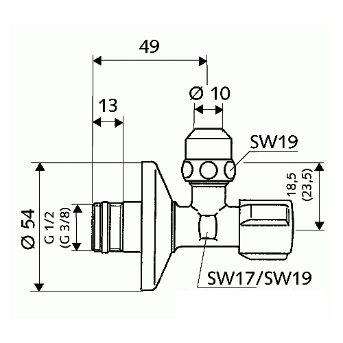 Зображення з  SCHELL COMFORT rohový ventil 1/2" #049070699 chrom