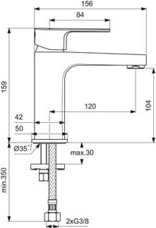 Bild von IDEAL STANDARD Cerafine D Waschtischarmatur ohne Ablaufgarnitur Grande, Ausladung 120mm #BC553AA - Chrom