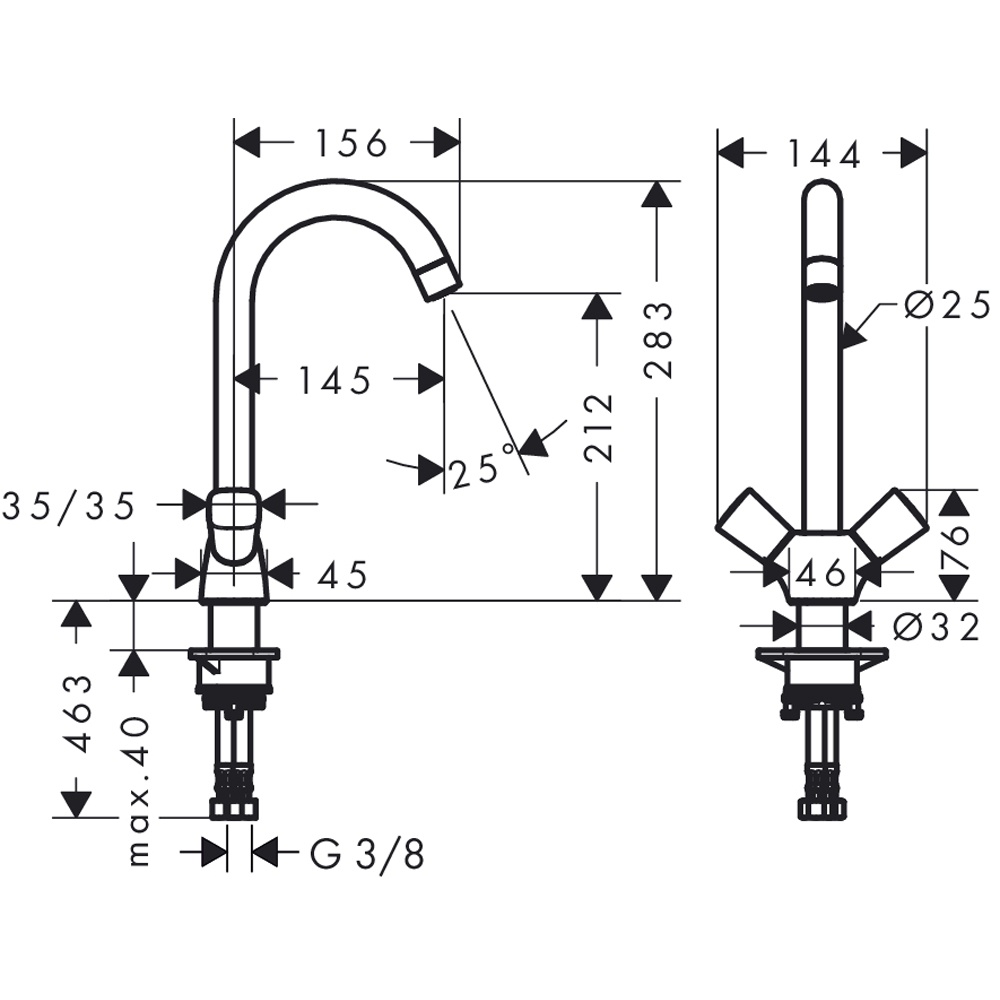 Obrázek HANSGROHE Logis M31 kuchyňská baterie se dvěma kohouty 220, 1jet 71280000 chrom
