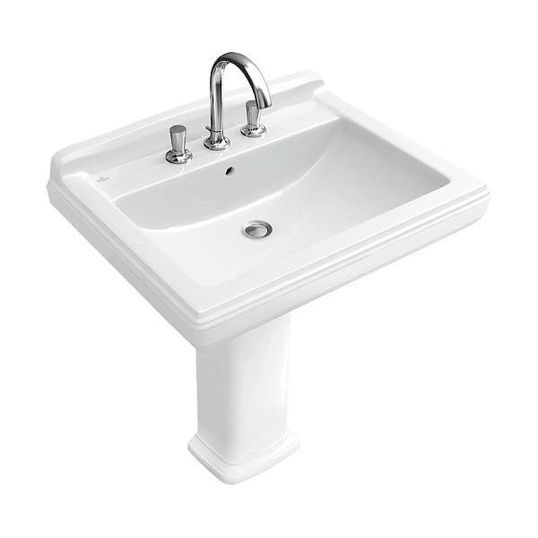 Зображення з  VILLEROY & BOCH HOMMAGE umyvadlo 75x58cm se třemi otvory 7101A1R2 - starwhite+AC+CP