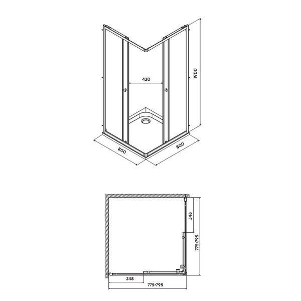 Зображення з  KREINER MILANO sprchový kout čtverec 80 cm KREMI80 - stříbrný lesk/sklo čiré