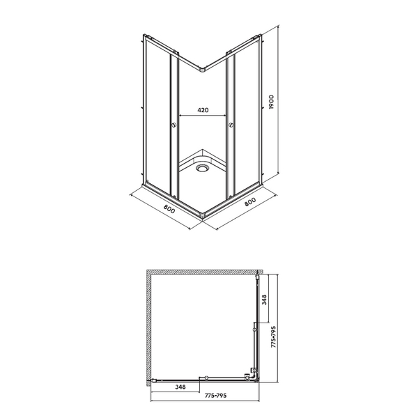 Bild von KREINER MILANO Duschkabine 80 x 80 cm KREMI80 - silber glänzend/Glas klar