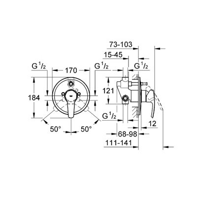 Зображення з  GROHE Eurostyle Одноважільний змішувач для ванни 1/2″ 33637001