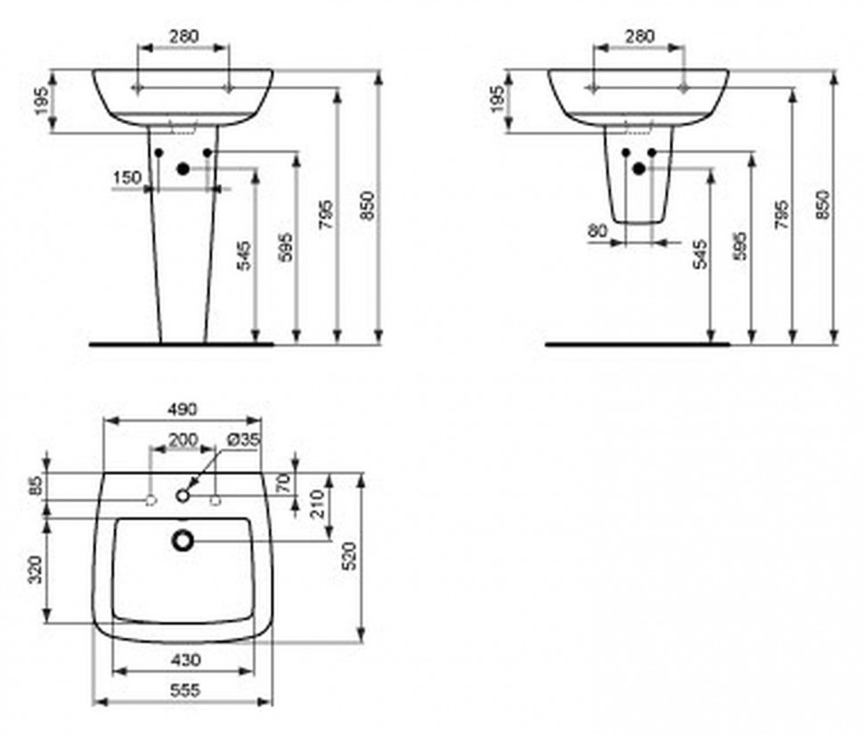 Зображення з  IDEAL STANDARD Ventuno umyvadlo 55x52 cm T001301 bílá