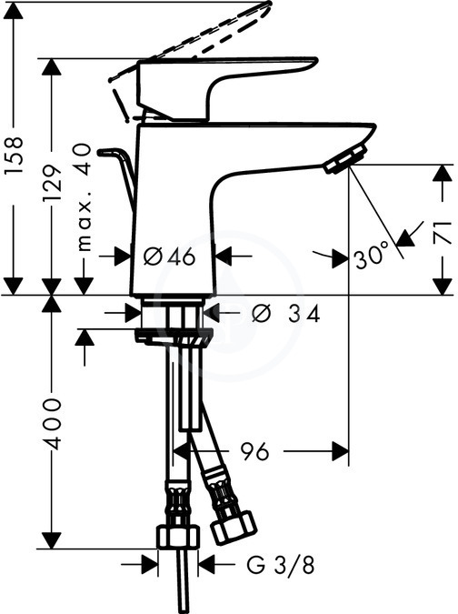 Bild von HANSGROHE Talis E Einhebel-Waschtischmischer 80 mit Zugstangen-Ablaufgarnitur #71700000 - Chrom