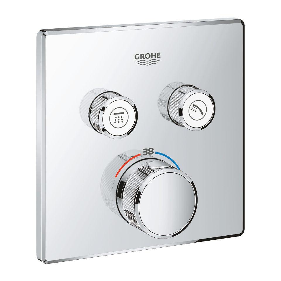 Зображення з  GROHE Grohtherm SmartControl Tермостат прихованого монтажу з 2 кнопками керування хром #29124000