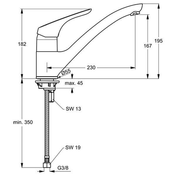 Obrázek IDEAL STANDARD Cerasprint Neu dřezová baterie s otočným ramenem B5344AA chrom
