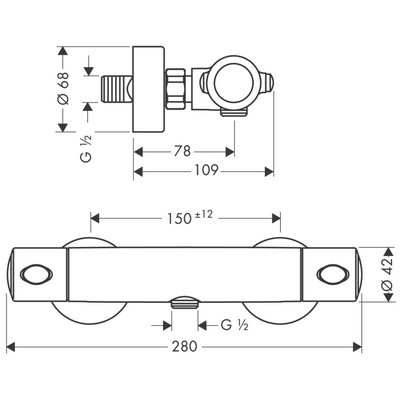Obrázek HANSGROHE ECOSTAT baterie sprchová termostatická nástěnná #13261000 chrom
