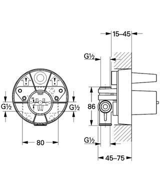 Ảnh của GROHE Pákové podomítkové univerzální montážní těleso, DN 15 33962000