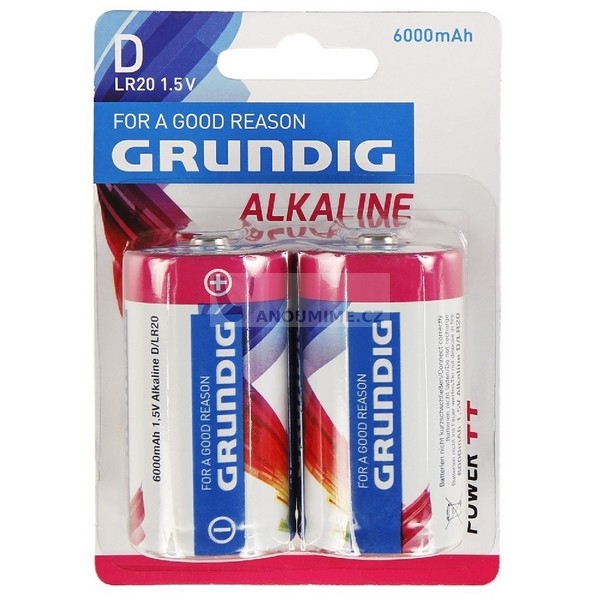 Obrázek Grundig alkalická baterie typ D, 1,5V, 6000 mAH, 2ks