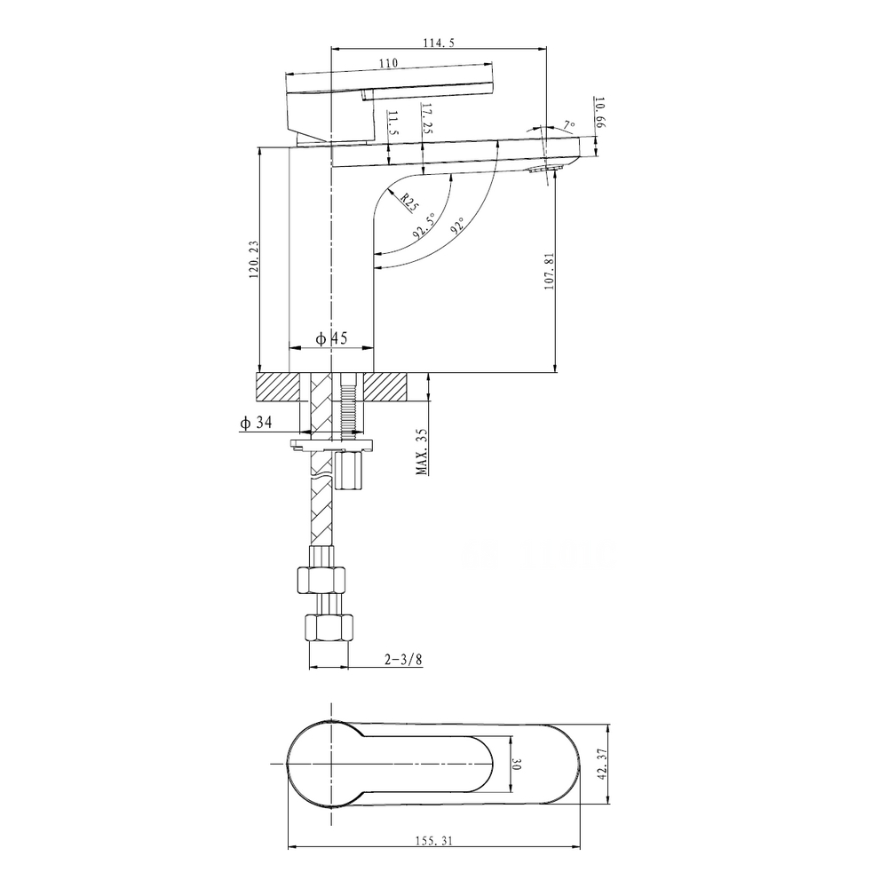 Bild von KREINER PREMIUM OVAL Waschtischbatterie mit Ablaufgarnitur E000001 - chrom