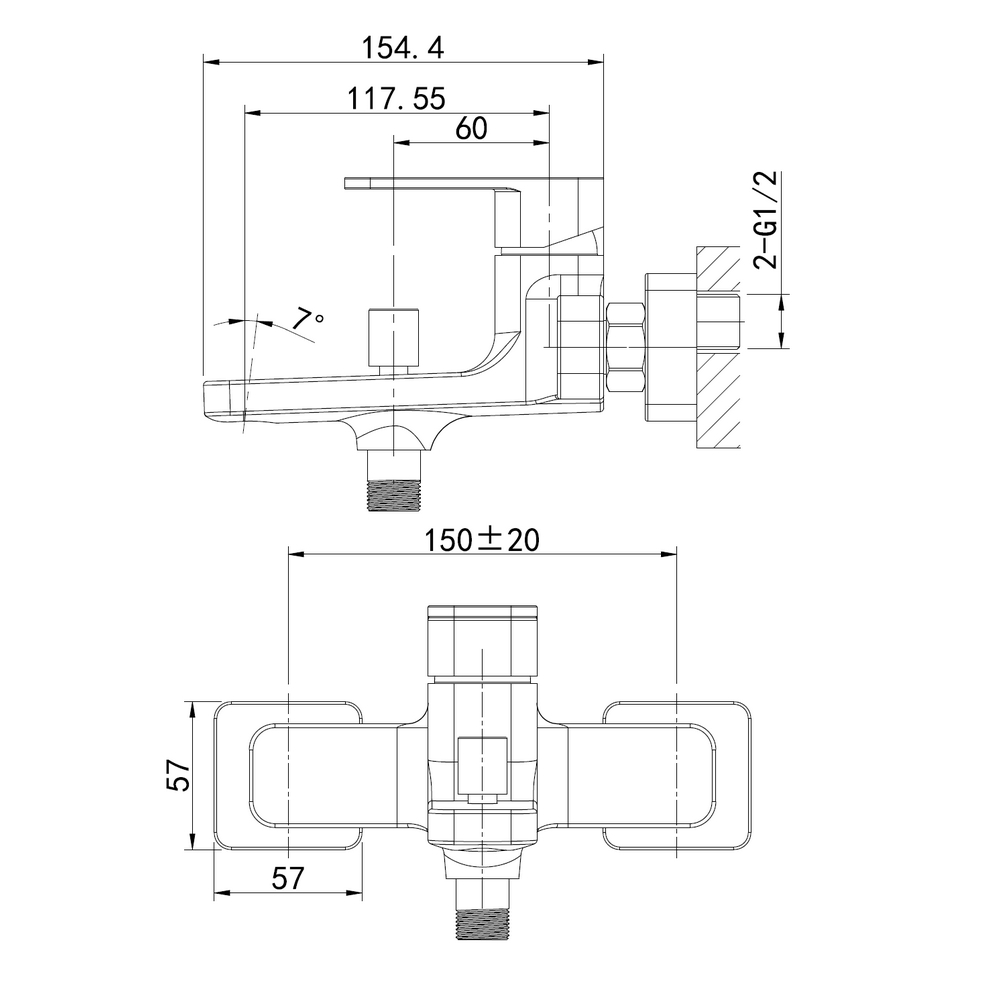 Bild von KREINER PREMIUM SQUARE Einhand-Wannenbatterie E000010 - chrom