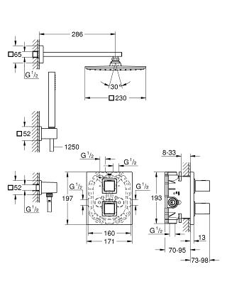 Bild von GROHE Grohtherm Cube Duschsystem Unterputz mit Rainshower Allure 230 #34506000 - chrom