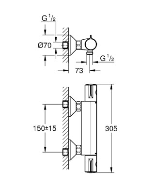 Зображення з  GROHE Grohtherm 800 Термостат для душу 1/2″ хром #34558000