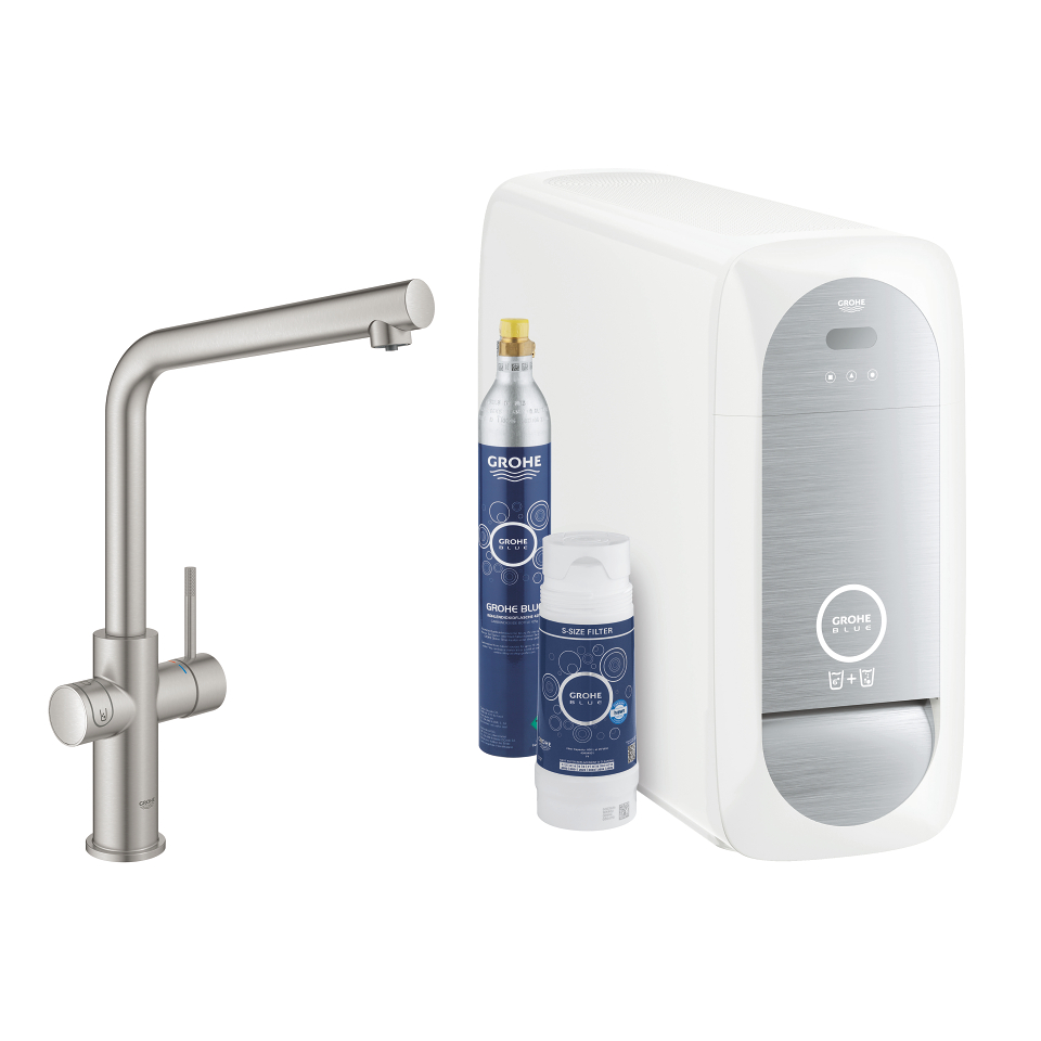 Bild von GROHE Blue Home L-Auslauf Starter Kit #31454DC1 - supersteel