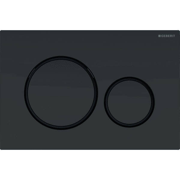 Ảnh của GEBERIT Ovládací tlačítko Geberit Sigma20, pro 2 množství splachování Deska a ovládací tlačítko: lakování černé matné, s povrchovou úpravou easy-to-clean Designové kroužky: černá #115.882.16.1