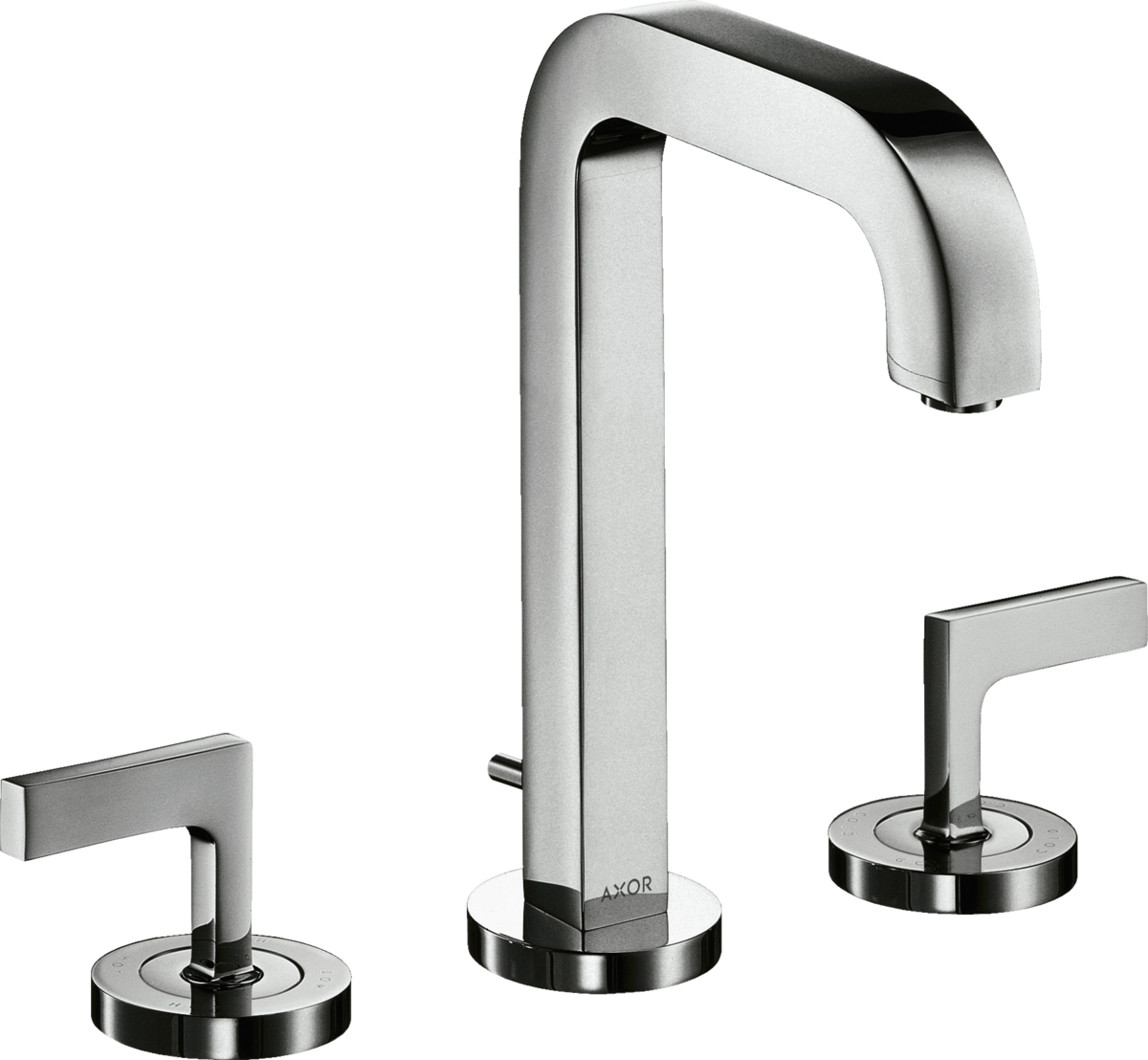 Bild von HANSGROHE AXOR Citterio 3-Loch Waschtischarmatur 170 mit Auslauf 140 mm, Hebelgriffen, Rosetten und Zugstangen-Ablaufgarnitur #39135000 - Chrom