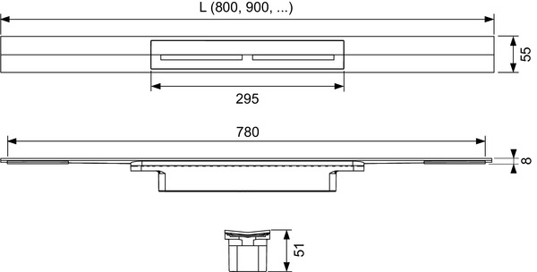 Ảnh của TECEdrainprofile Sprchový profil , 800 mm, kartáčovaná nerezová ocel 670800