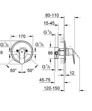 Зображення з  GROHE Eurosmart Cosmopolitan Одноважільний змішувач для душу 1/2″ хром 32880000