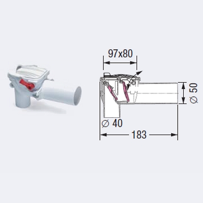 Ảnh của KESSEL - dvojitá zpětná klapka Staufix® Sifon DN 50 pro umyvadlový sifon, pro odpadní vodu bez fekálií, z plastu. 73051