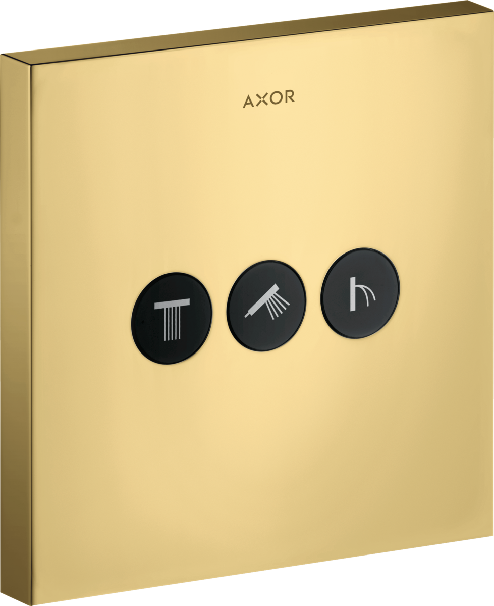 Зображення з  HANSGROHE AXOR ShowerSelect podomítkový ventil hranatý pro 3 spotřebiče #36717990 - Polished Gold Optic